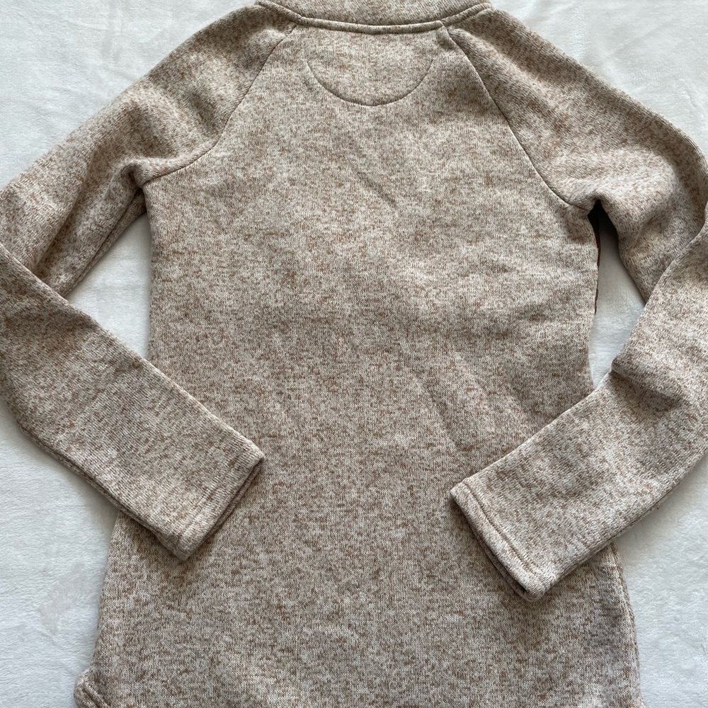 Brown Cream Knit Quilted Snap Marley Lilly Fall Winter Outerwear Pullover - Picture 3 of 5